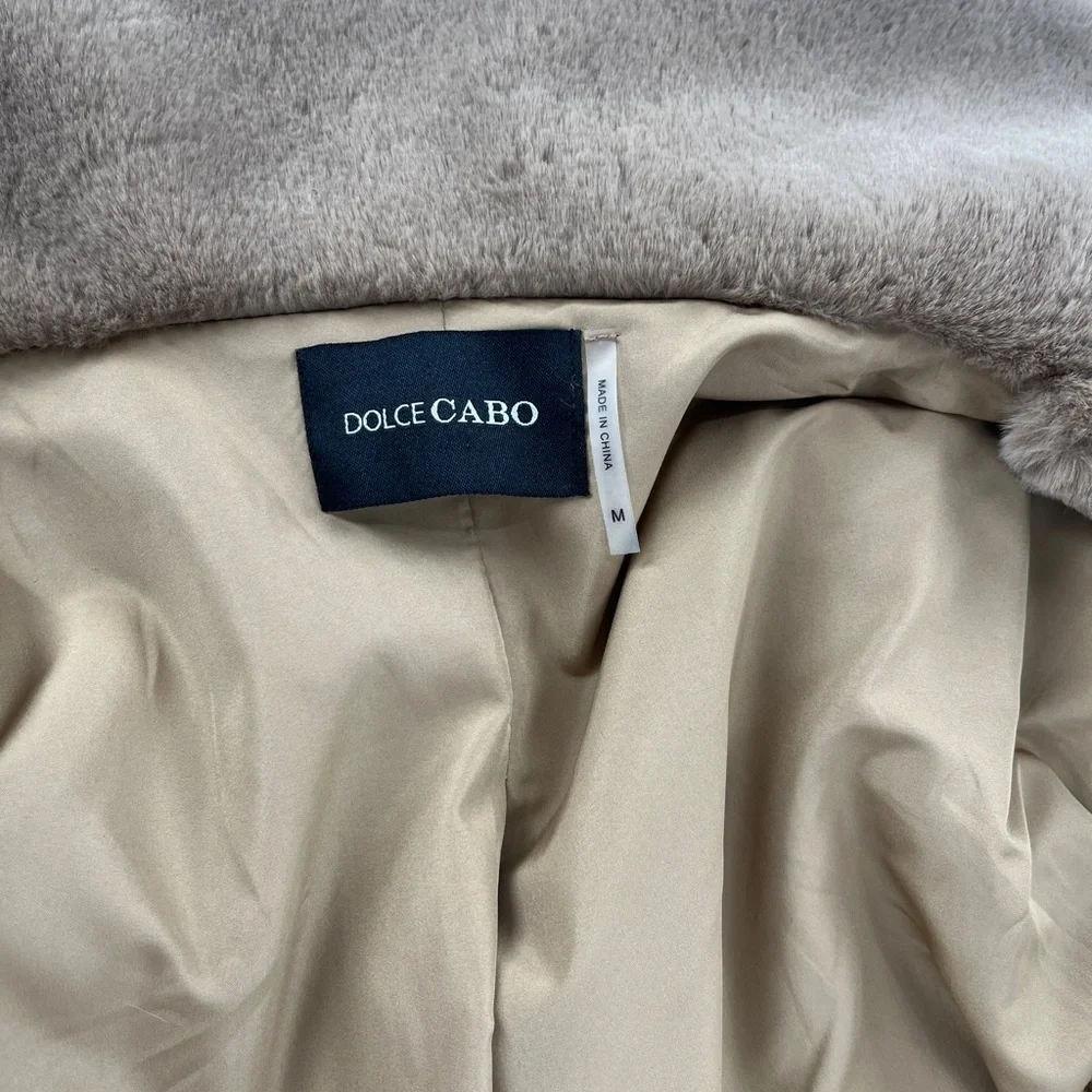 Dolce Cabo Mid Length Brown Faux Fur Jacket - Size Medium - Picture 9 of 11